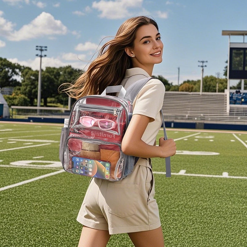 MAYTREE Clear Backpack Stadium Approved for Women and Men, Clear Bag for Stadium Events Concert Sporting Festival, Grey - Image 2